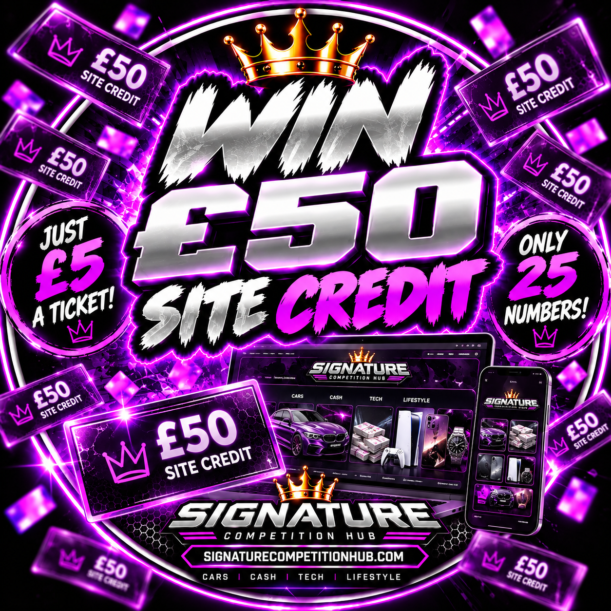 WIN £50 SITE CREDIT FOR £5 